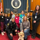 Girl scouts at village hall 