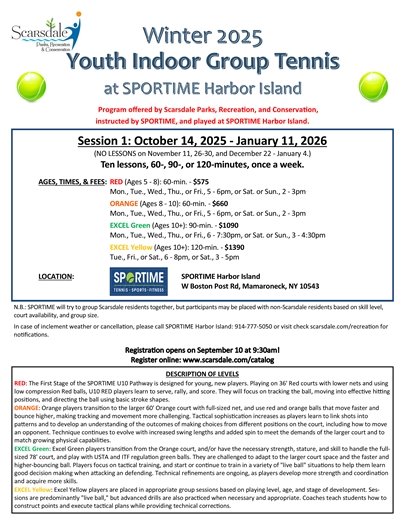 Youth Group Indoor Tennis Lessons